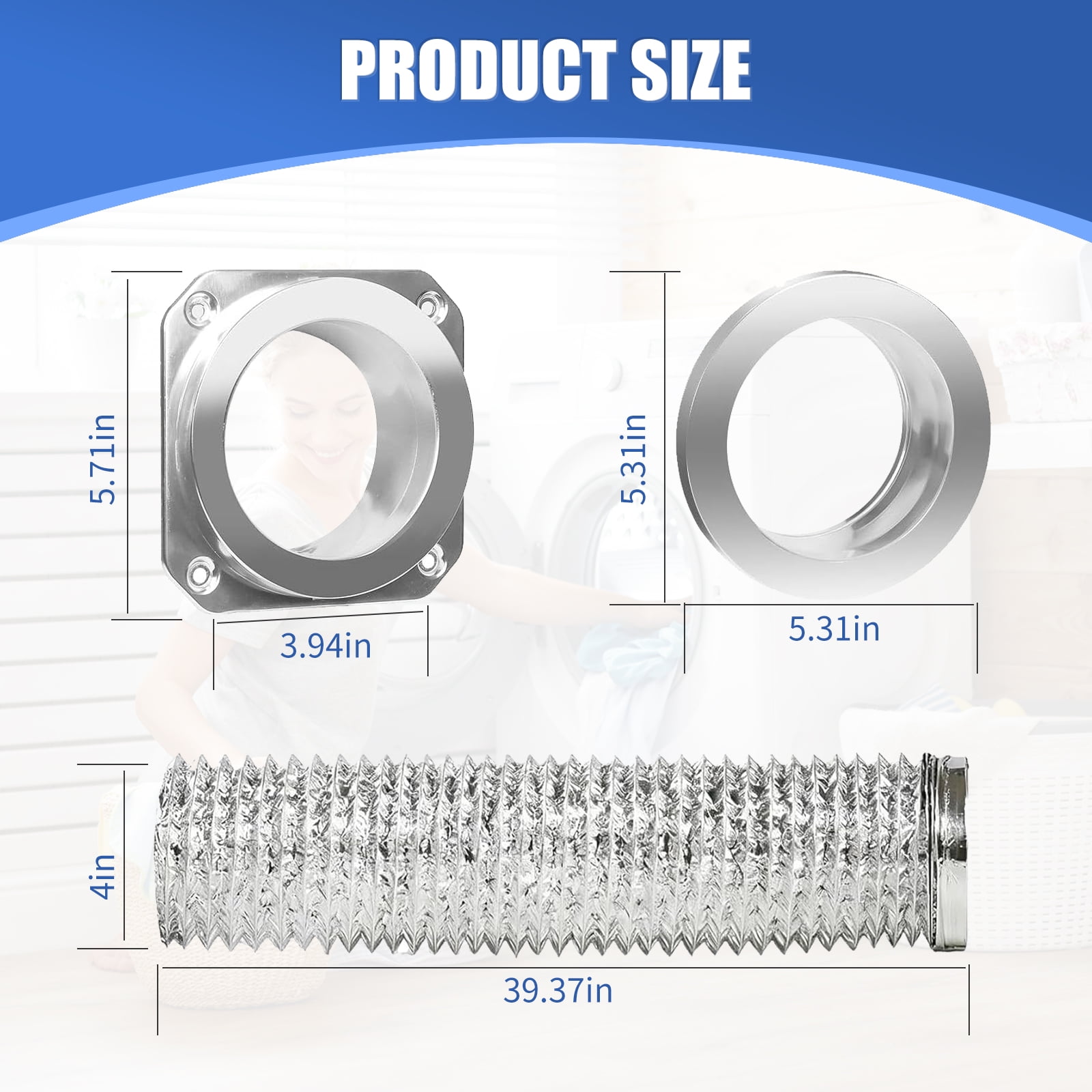 Magnetic Dryer Vent Coupling Kit-DV180 Airtight Seal Dryer Vent Connector Kit, Quick Connect/Disconnect with 4" x 3.3ft Duct & 2 Clamps, Easy to Clean & Install Connector for Dryer Venting