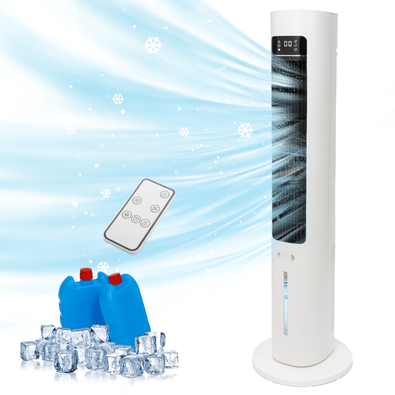 40" Evaporative Air Cooler with Remote, Portable Air Conditioner with 3 Modes, Quiet Swamp Coolers 70° Oscillation Equipped Aroma Box, White