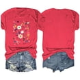 thumbnail image 4 of Camisetas de Verano de Mujer Pequeña Flor Impresa Cuello Redondo Manga Corta Superior, Verano Superior de las Mujeres, 4 of 8