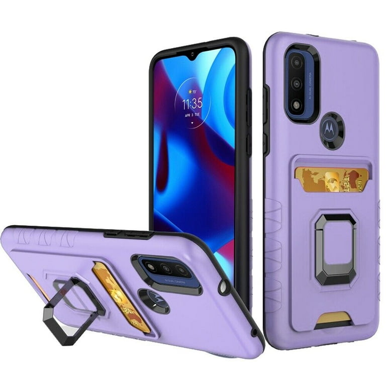 For Motorola Moto G Power 2022 XT2165DL Card Holder Stand Cover Phone Case  - Blue 