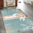 thumbnail image 3 of Summer Nautical Washable Area Rugs 2.7'x5', White Mermaid Coral Anchor Silhouette Wood Grain Low Pile Throw Living Room Rug Non-Slip Sturdy Edge Binding Carpet for Indoor Entryway Bedside Kitchen, 3 of 9