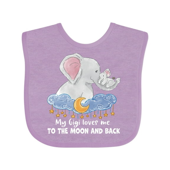 Inktastic My Gigi Loves Me to the Moon and Back Elephant Family Boys or Girls Baby Bib