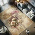 thumbnail image 4 of Ambesonne Rose Decorative Rug Carpet, Art Nostalgia Earthy Floral, 2' 5" x 5', Camel Raspberry, 4 of 5