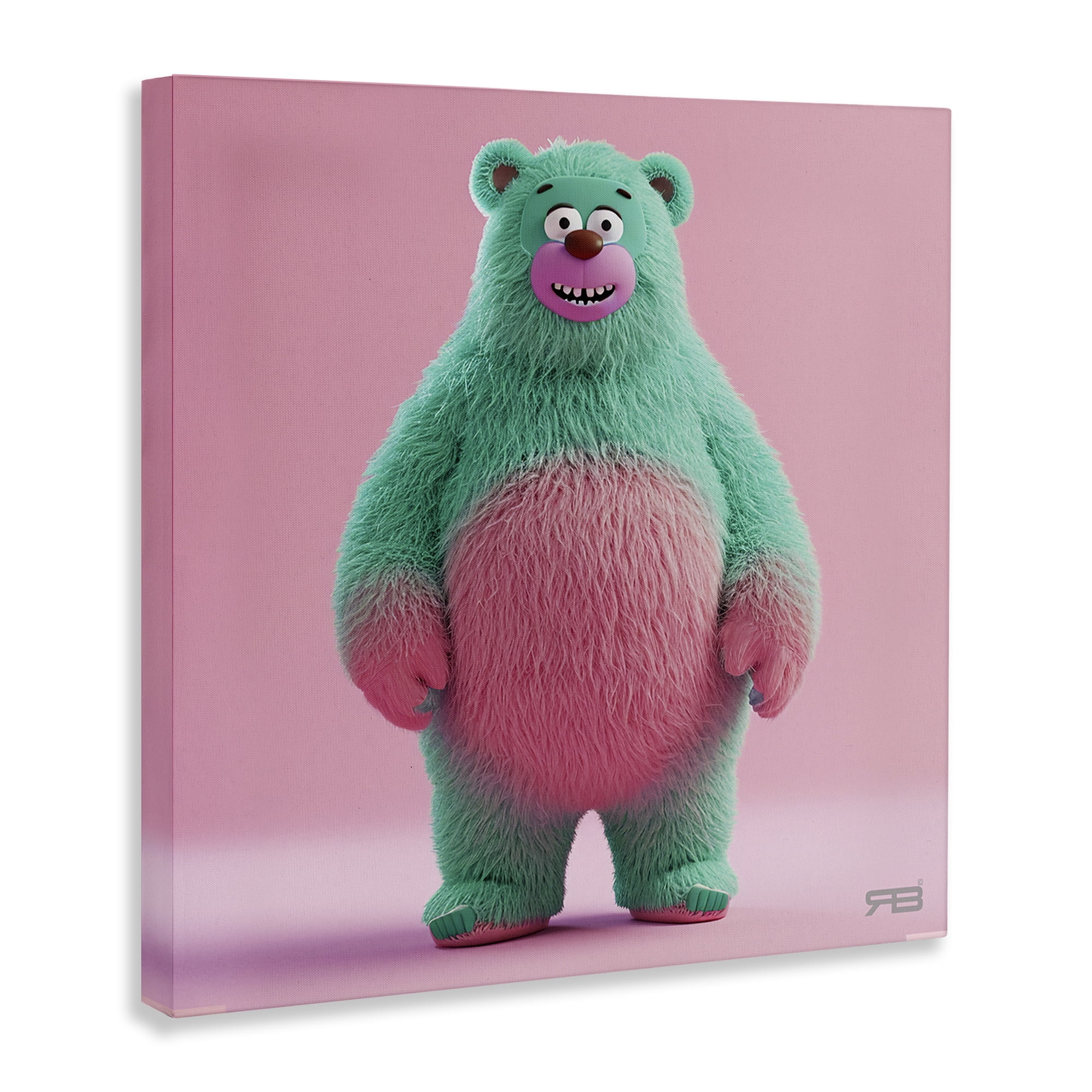 Stupell Industries Smiling Green Bear Animals Painting Wrapped Canvas Art Print Wall Art, 36 x 36