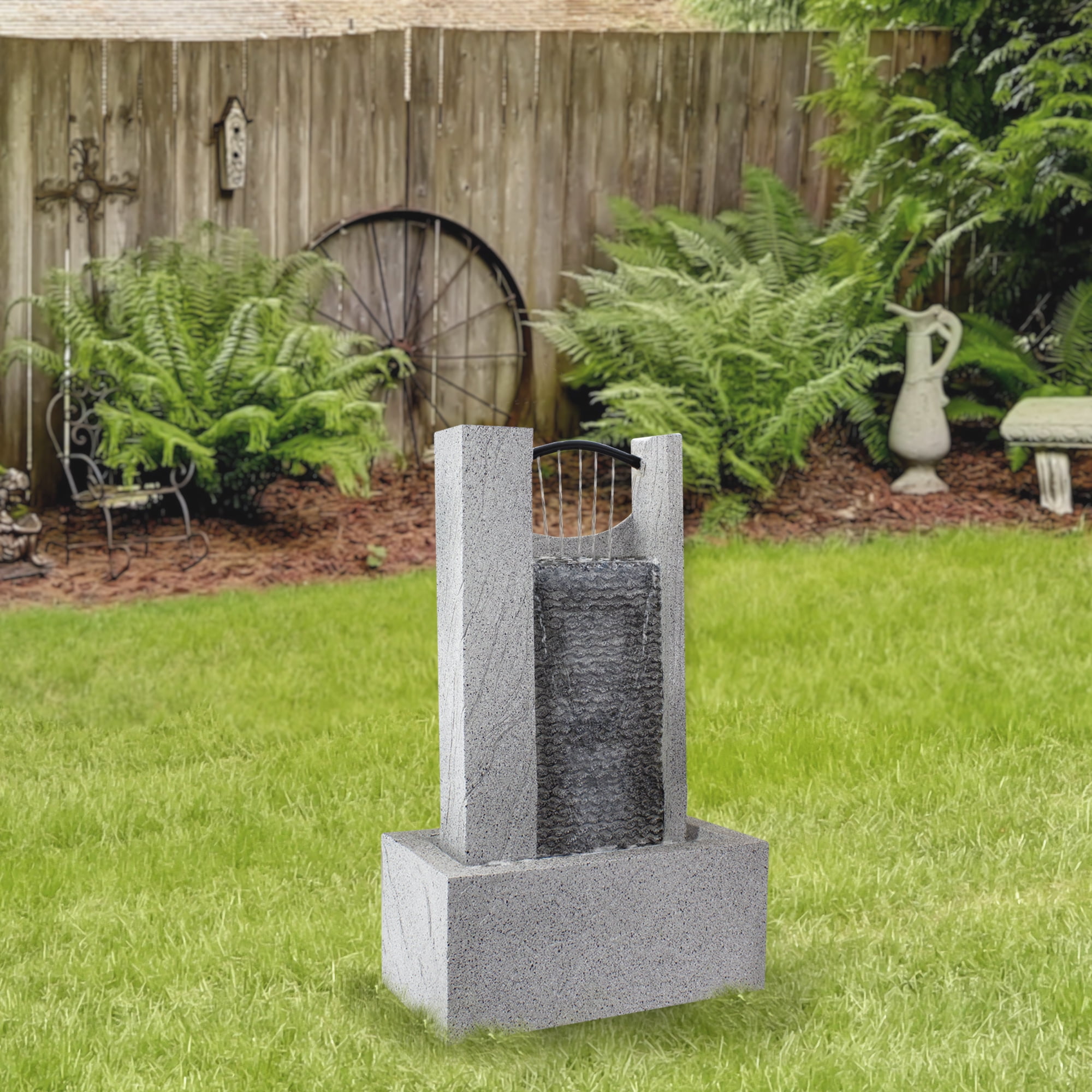 Northlight Modern Style Rainfall Outdoor Water Fountain - 23" - Gray