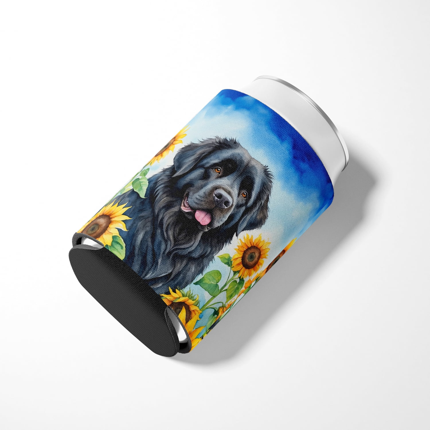 Newfoundland in Sunflowers Can or Bottle Hugger 3 in x 5 in