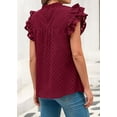 thumbnail image 4 of FreshPretty Casual Summer Tops for Women Short Ruffle Sleeves Shirts Crew Neck Hollow Out Lace Embroidered Blouses, 4 of 6