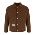 thumbnail image 6 of Miluxas Men's Corduroy Lapel Jacket Coat Solid Color Long Sleeve Loose Casual Outerwear Top Coffee, 6 of 7