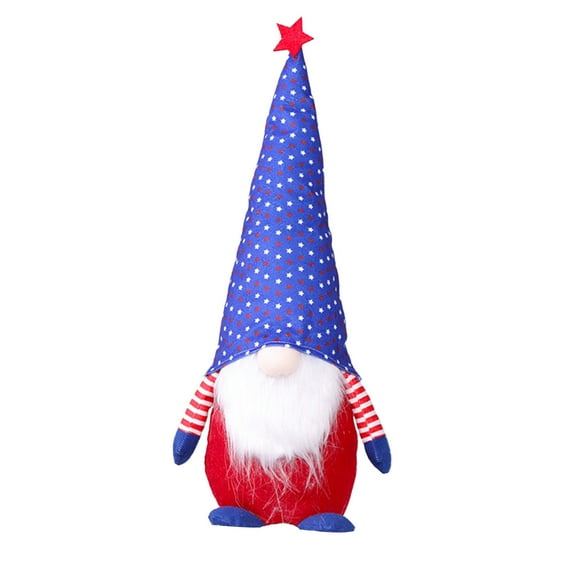 Christmas Gnome Decor Faceless Doll Decorations for Home 4th of July Patriotic Gnome Plush Decor Independence Day Decorations Elf Dwarf for Table Ornaments for Memorial Day Veterans (July_06) (B)