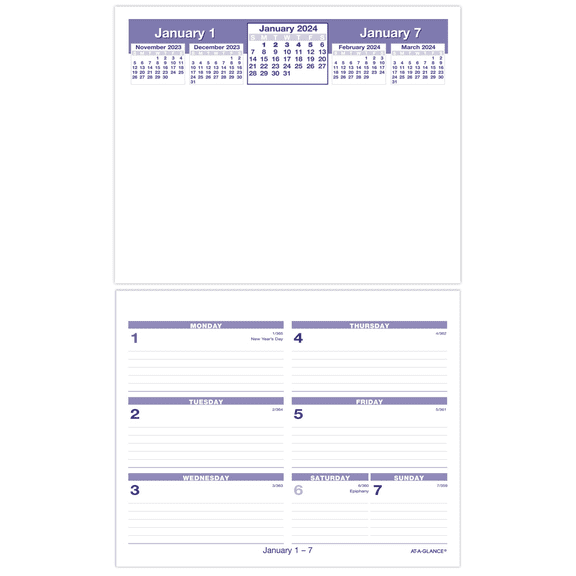 2024 AT-A-GLANCE® Flip-A-Week Weekly Desk Calendar Refill, 6" x 7", January to December 2024, SW705X50