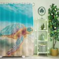 thumbnail image 2 of Shower Curtain, Underwater Ocean Sea Turtle Waterproof Shower Curtain Set with Hooks for Bathroom Showers,Stalls and Bathtubs,60x72In Summer Marine Life Beach, 2 of 9