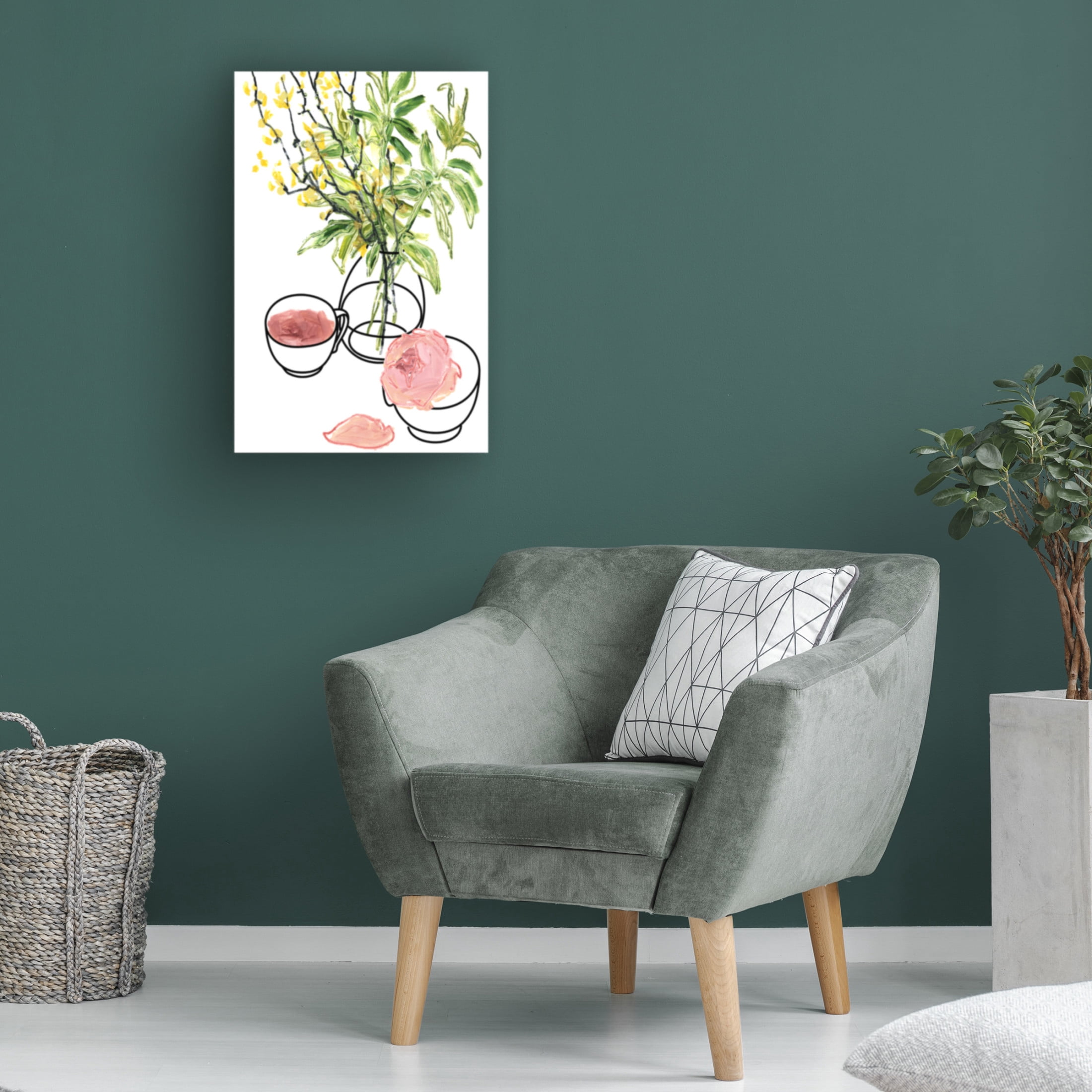 Trademark Fine Art Rosana Laiz Blursbyai Vase, teacup, and rose Canvas Wall Art