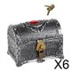 thumbnail image 1 of 6x Del Tesoro Pirata Accesorios De Decoración Para Niños Caja De Almacenamiento De Colección De Tesoros Plata Antigua, 1 of 10