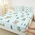 thumbnail image 3 of Feelyou Dreamy Cute Dragon Full Size Sheets for Kids, Tree Plant Botanical Bed Sheets, Blue Cartoon Dinosaur Sheet Sets, Super Cozy Room Decor, 4 Pieces, 3 of 7