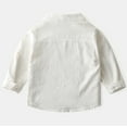 thumbnail image 4 of XUELUO Boys Athletic Shirts Summer Solid Color Stank Button Down Long Sleeve Blouses Casual Tops Tshirts Outwear,White,3-4 Years, 4 of 4