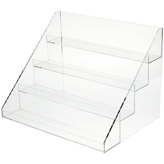 Plymor Clear Acrylic Flanged Display Stairs, 13" H x 18" W x 13" D