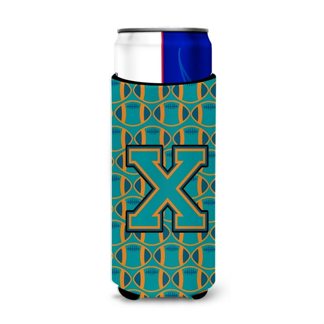 "Letter X Football Aqua, Orange y Marine Blue Ultra Beverage Aisladores para latas delgadas CJ1063-XMUK" Caroline's Treasures CJ1063-XMUK