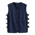 thumbnail image 7 of Mens Tank Top Solid Color Casual Sleeveless V Neck T Shirts Chinese Style Summer Everyday Wear Breathable Vests Navy XXXL, 7 of 7