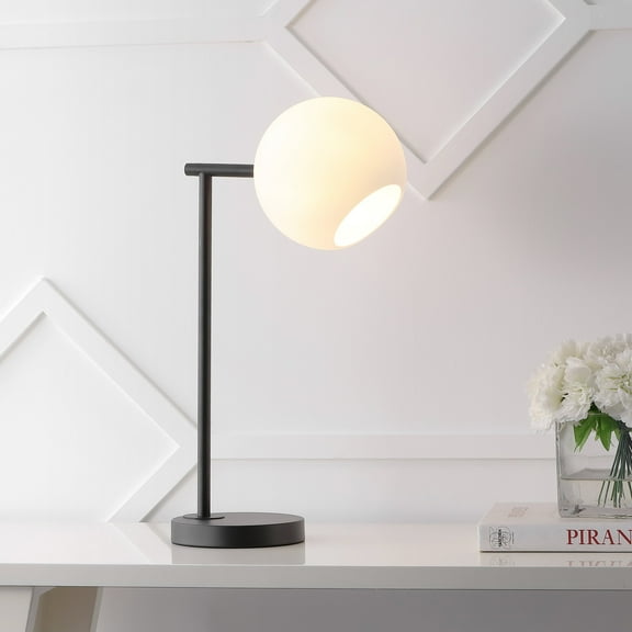 JONATHAN Y Charles 20.5" Contemporary Modern Metal/Marble LED Table Lamp, Black, JYL1000B