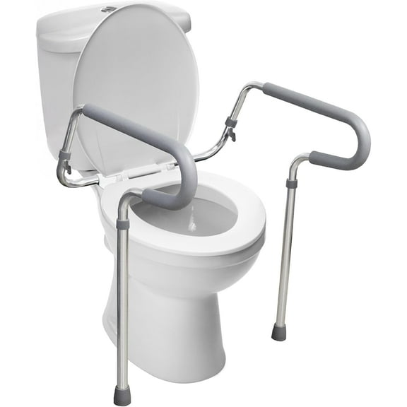 HealthSmart Medical Grade Toilet Safety Rails, Adjustable, Non-Slip, 300lb Capacity