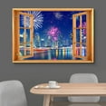 thumbnail image 3 of wall26 Canvas Print Wall Art Window View Neon Rainbow 4th of July Fireworks Celebrations &amp; Holidays Nature Photography Realism Landscape Colorful Multicolor for Living Room, Bedroom, Office - 24&, 3 of 5