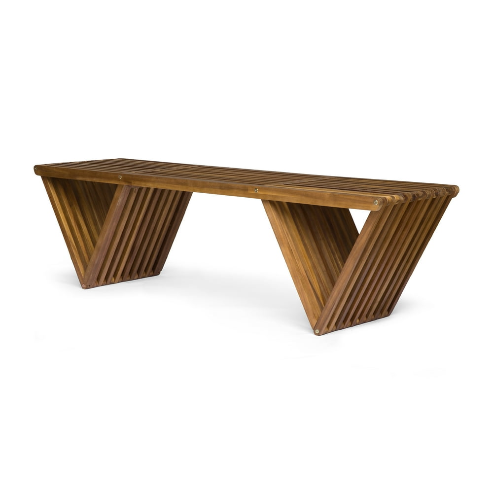 Esme Outdoor Acacia Wood Bench, Teak Finish - Walmart.com - Walmart.com
