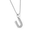 thumbnail image 2 of 14k White Gold Letter U Diamond Initial Pendant Necklace (1/10cttw) with 18-inch chain by Diamond Wish, 2 of 3