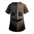 thumbnail image 5 of LNZGNM Halloween Womens Scrub Top V Neck Pocket Short Sleeve Printed Festive Print Wrinkle Free Easy Care Stretch Nurse Work Hospital,Khaki(XXL), 5 of 6