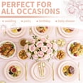 thumbnail image 3 of 125 platos de plástico rosa con borde dorado, juego de platos de plástico festoneado incluye 25 cenas, 25 platos de postre, 75 cubiertos dorados para 25 geusts para bodas y fiestas de cumpleaños, 3 of 4