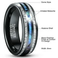 thumbnail image 5 of 8mm Black Tungsten Rings with Abalone Shell Imitated Meteorite Inlay Wedding Bands, 5 of 6