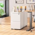 thumbnail image 2 of Pataku 2 Drawer File Cabinet, Small File Cabinets with Lock, Metal Rolling Filing Cabinet with 2 Drawer, Filing Cabinets for Home Office Fit A4/Letter/Legal, Easy Assembled, White, 2 of 14