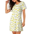 thumbnail image 2 of Naloa Yellow Lemon Leaves Print Women Nightgowns,Womens Loungewear,Short Sleeve Sleepwear,Comfy Ladies Nightdress, 2 of 6