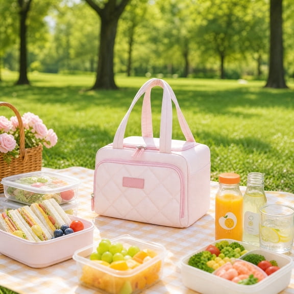 Insulated Lunch Bag, Portable Cooler Tote with Leakproof Liner, Lightweight Thermal Food Container for Work, Picnic, Travel, and Outdoor Activities