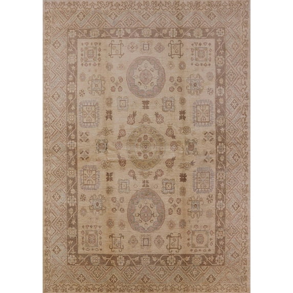 Ahgly Company Indoor Rectangle Mid-Century Modern Light Copper Gold Oriental Area Rugs, 4' x 6'