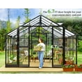 thumbnail image 4 of Jocisland 12x13.5x9 ft Hybrid Polycarbonate Greenhouse with Quick Connector Fast Assembly Clear Panels, Walk in Large Greenhouses for Outdoors, Swing 2 Doors 4 Vents, Black, 4 of 7