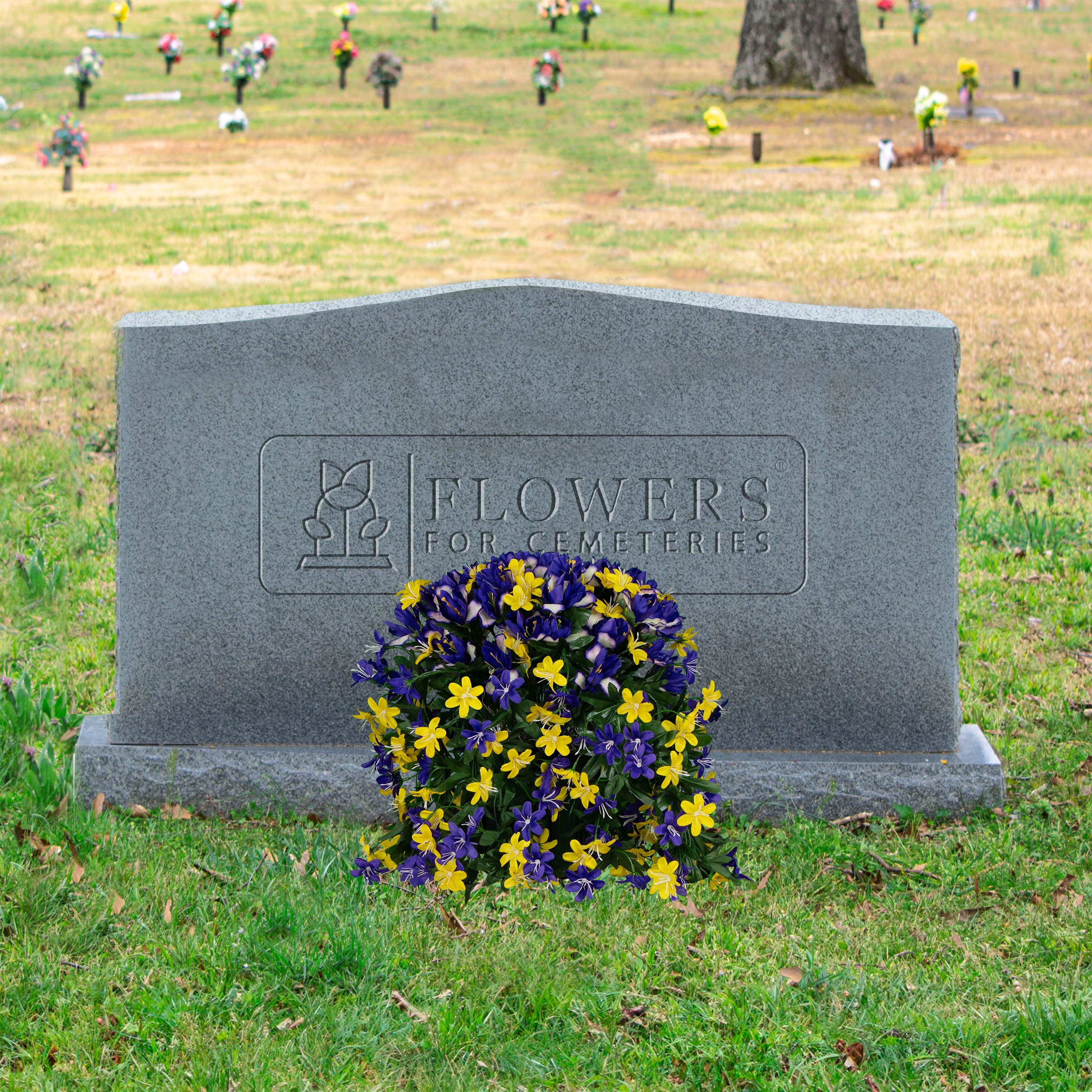 Sympathy Silks Artificial Flowers Outside Weighted Trailing Purple iris and Stargrass Wildflowers Pot