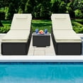 thumbnail image 2 of Outdoor Chaise Lounge with Cushions, Seizeen Patio Lounge Chairs Set of 2, All-Weather Rattan Sun Lounger 6 Angles Adjustable, Pool Chair Set with Coffee for Deck Porch Backyard, Beige, 2 of 6