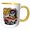 Yellow/White, variant on 3drose, Funny Cute Owl Driving Night Ride Share Satire Graffiti Abstract Bird, 11oz Two-tone Red Mug
