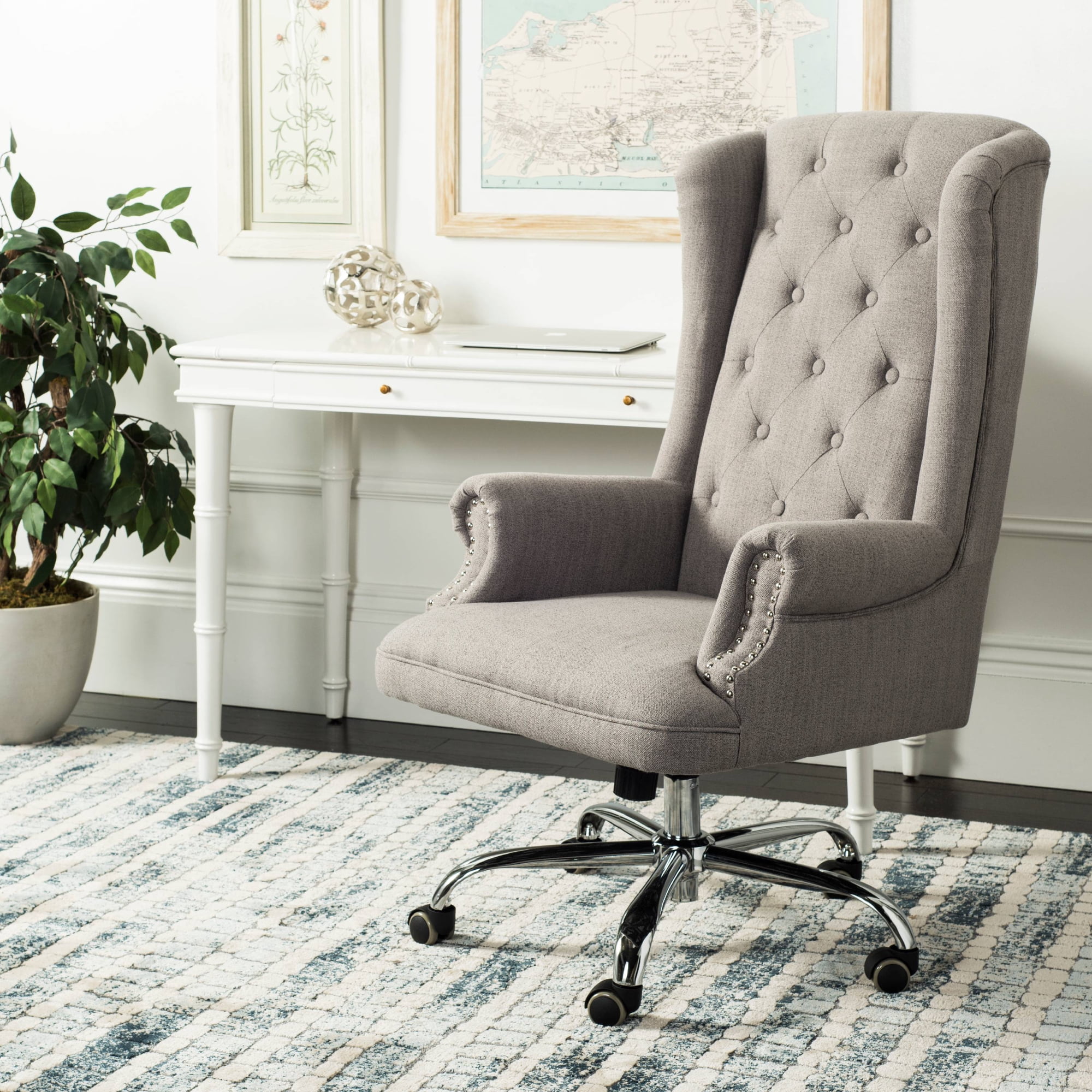 safavieh ian linen chrome leg product