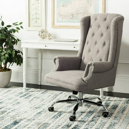 Safavieh Ian Linen Chrome Leg Swivel Office Chair Grey Safavieh Ian Linen Chrome Leg Swivel Office Chair Grey