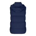thumbnail image 3 of Women's Heavyweight Hooded Coat Ndbuld Women's Sleeveless Hooded Solid Color Casual Fashion Top on Clearance Blue L, 3 of 5