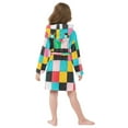 thumbnail image 7 of FORMRS Niños Bathrobe Unisex Hooded Robe Soft Plush Pajamas Sleepwear, Size 4-6T, Blue Checkered Pattern, 7 of 7