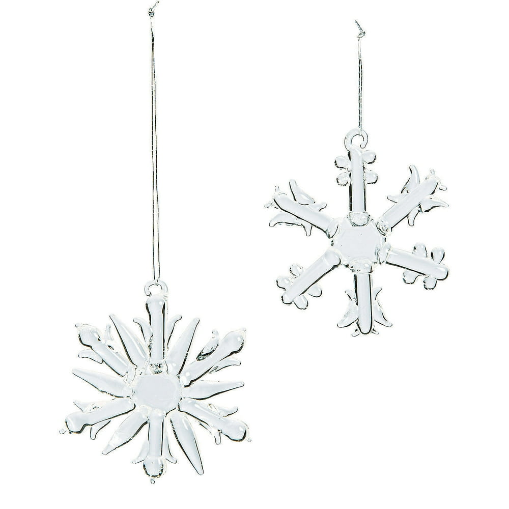 Snowflake Glass Ornaments  Home Decor  12 Pieces  Walmart.com