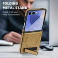 thumbnail image 4 of Magnetic for Samsung Galaxy Z Flip 7 PU Leather Case, Compatible with Magsafe, Built-in Invisible Stand, Premium Ultra Slim Adjustable Kickstand Protective Phone Case for Galaxy Z Flip 7, Desertgold, 4 of 9
