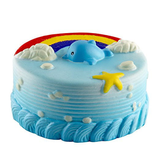 USA SELLER Squishy Toys Rainbow DOLPHIN CAKE Scented Slow Rise Soft Kid BLUE Sea 