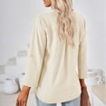 thumbnail image 6 of SHIBEVER Womens Tops Fall 3/4 Sleeve T Shirts Fahison V Neck Long Sleeve Tops Business Casual Tops Dressy Loose Fit Blouses Ladies Tunic Tops Apricot, 6 of 6