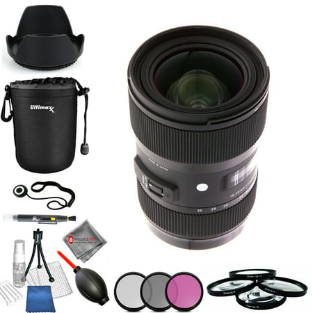 Sigma 18-35mm f/1.8 DC HSM Art Lens for Canon EF 210-101 Pro Bundle with Telephoto & Wide Angle Lens, Filter Kit, Tulip Lens Hood, Lens Cap Keeper + More - Authorized Sigma (Best Sigma Wide Angle Lens For Canon Full Frame)