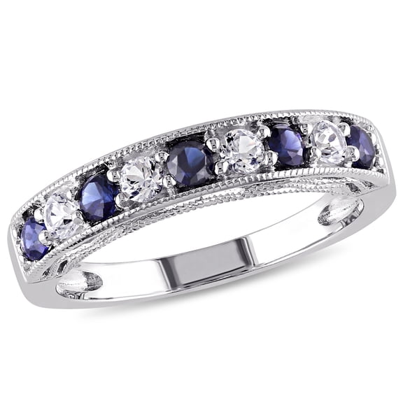 Everly Women's 4/5 CT TGW Created Blue and White Sapphire Sterling Silver Ring