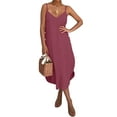 thumbnail image 1 of Robe Femme Aguichant Sans Manches à Bretelles Spaghetti Été Décontractée Boutonnée Ourlet Asymétrique Robe Grande Taille Ample Plage Vacances Robe d'Été, 1 of 3