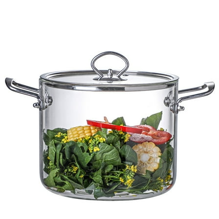 4.5L Clear Glass Cooking Pot Simmer Pot with Lid & Handles for Cooking On Ceramic Cooktop